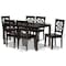 Baxton Studio Nicolette Modern and Contemporary Dark Brown Finished Wood 7-Piece Dining Set 179-11385-10519-Zoro - alternate 2